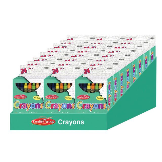 Charles Leonard Creative Arts Crayons, 3-1/2in x 5/16in, Assorted Colors, 24 Crayons Per Box, Pack Of 24 Boxes (Min Order Qty 2) MPN:CHL42024ST