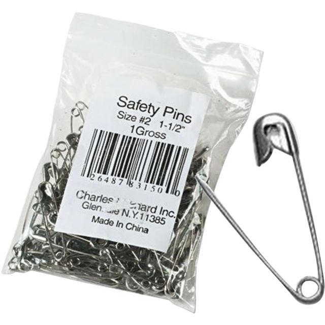 CLI Nickel-Plated Steel Safety Pins, 1 1/2in, Silver, Pack Of 144 (Min Order Qty 8) MPN:83150