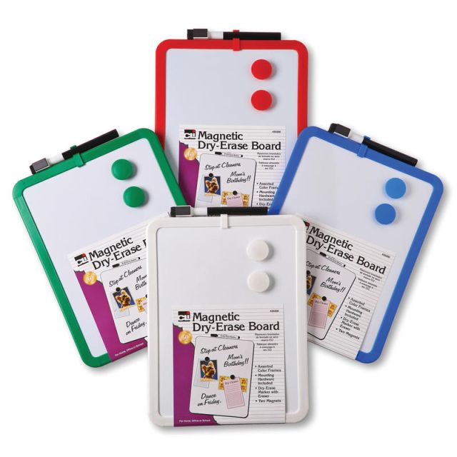 Charles Leonard Magnetic Unframed Dry-Erase Whiteboards, 8 1/2in x 11in, Assorted Colors, Pack Of 4 (Min Order Qty 2) MPN:CHL35204