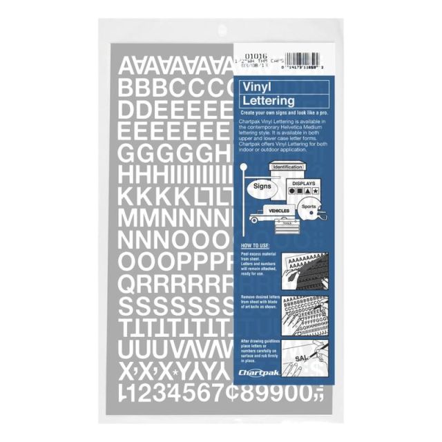 Chartpak Pickett Vinyl Letters And Numbers, 1/2in, White (Min Order Qty 10) MPN:01016