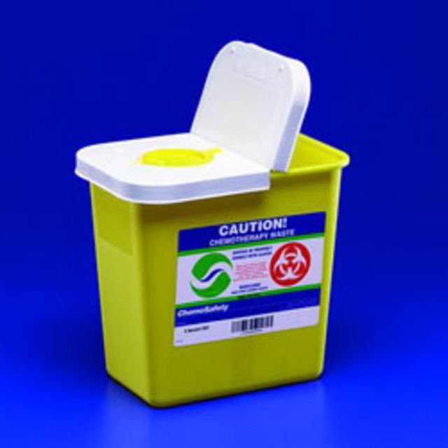 ChemoSafety Container With Hinged Lid, 2 Gallon Capacity, 10 1/2inW x 10inH x 7 1/4inD, Yellow/White, Case Of 20 MPN:688982