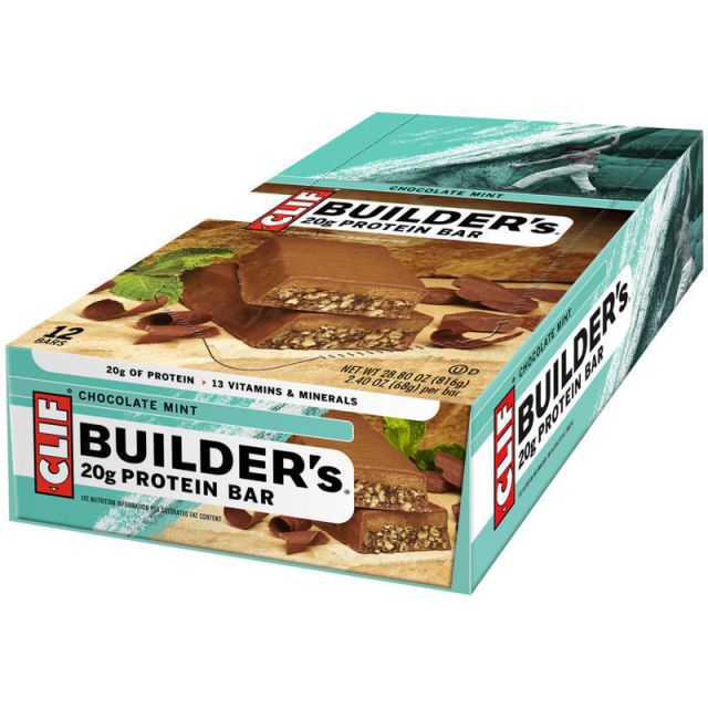 Clif Bar Builders Chocolate Mint Protein Bars, 2.4 Oz, Box Of 12 Bars (Min Order Qty 2) MPN:160044