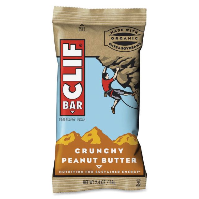 Clif Bar Crunchy Peanut Butter Energy Bar - Individually Wrapped - Peanut Butter - 2.40 oz - 12 / Box (Min Order Qty 2) MPN:50120