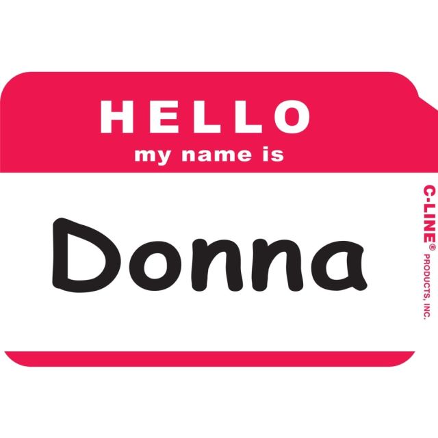 C-Line HELLO my name is.. Name Tags - Red, Peel & Stick, 3-1/2 x 2-1/4, 100/BX, 92234 (Min Order Qty 13) MPN:92234