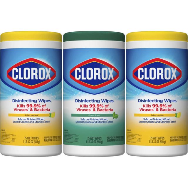 Clorox Disinfecting Bleach Free Cleaning Wipes Value Pack - Wipe - 75 / Canister - 240 / Bundle - White MPN:30208BD