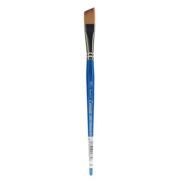Winsor & Newton Cotman Watercolor Paint Brush 667, 1/2in, Angle Bristle, Synthetic, Blue (Min Order Qty 3) MPN:5367113