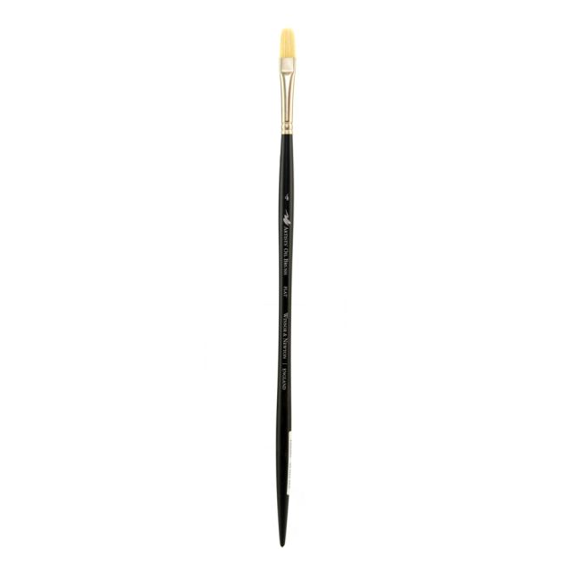 Winsor & Newton Artists Oil Paint Brush, Size 4, Flat Bristle, Hog Hair, Black (Min Order Qty 5) MPN:5902004