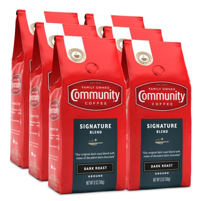 Community Coffee Arabica Ground Coffee, Signature Blend, 12 Oz Per Bag, Carton Of 6 Bags (Min Order Qty 2) MPN:3570001815