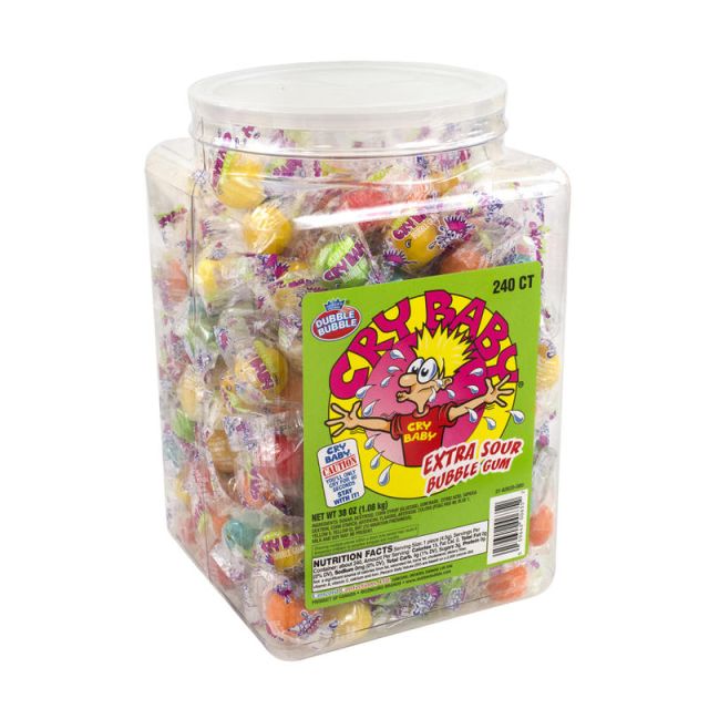 Cry Baby Extra-Sour Bubble Gum, Assorted, 35.2 Oz Tub (Min Order Qty 2) MPN:635
