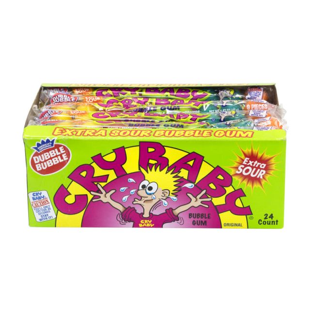 Cry Baby Extra-Sour Bubble Gum, Assorted Flavors, 9 Pieces Per Box, Case Of 24 Boxes (Min Order Qty 2) MPN:99400