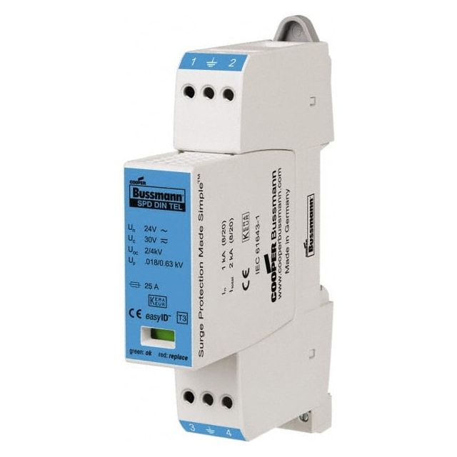 2 Pole, 1 Phase, 1 kA Nominal Current, 90mm Long x 18mm Wide x 66mm Deep, Thermoplastic Hardwired Surge Protector MPN:BPHA24D24LV