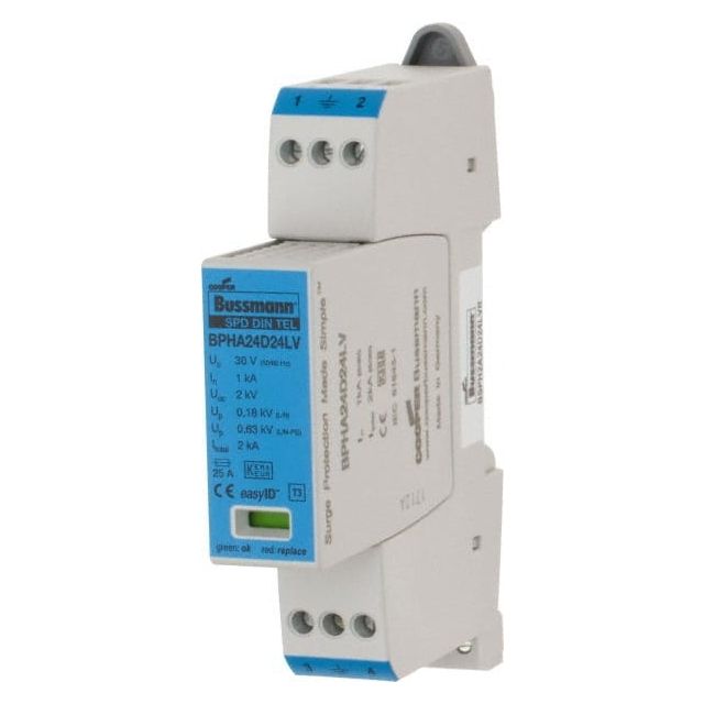 2 Pole, 1 Phase, 1 kA Nominal Current, 90mm Long x 18mm Wide x 66mm Deep, Thermoplastic Hardwired Surge Protector MPN:BSPH2A24D24LVR