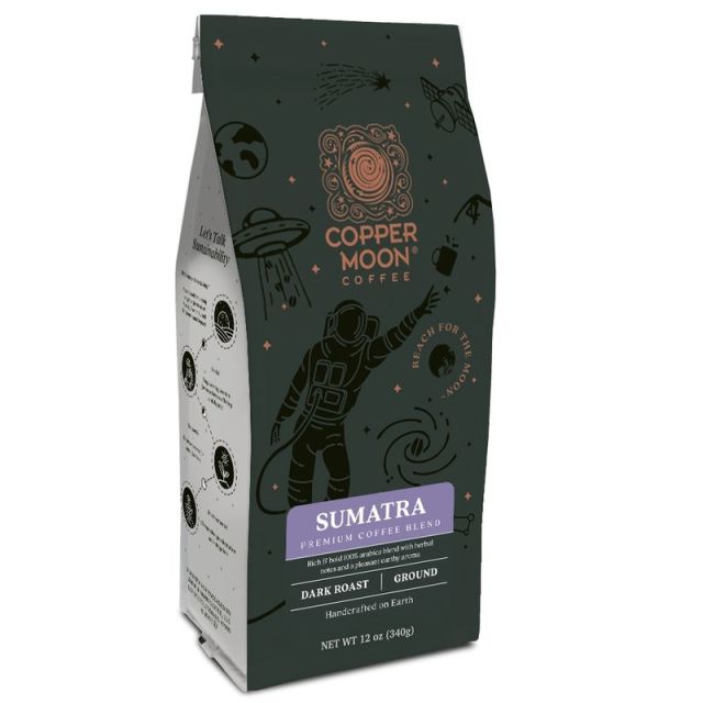 Copper Moon Coffee Ground Coffee, Sumatra Blend, 12 Oz Per Bag (Min Order Qty 5) MPN:205113