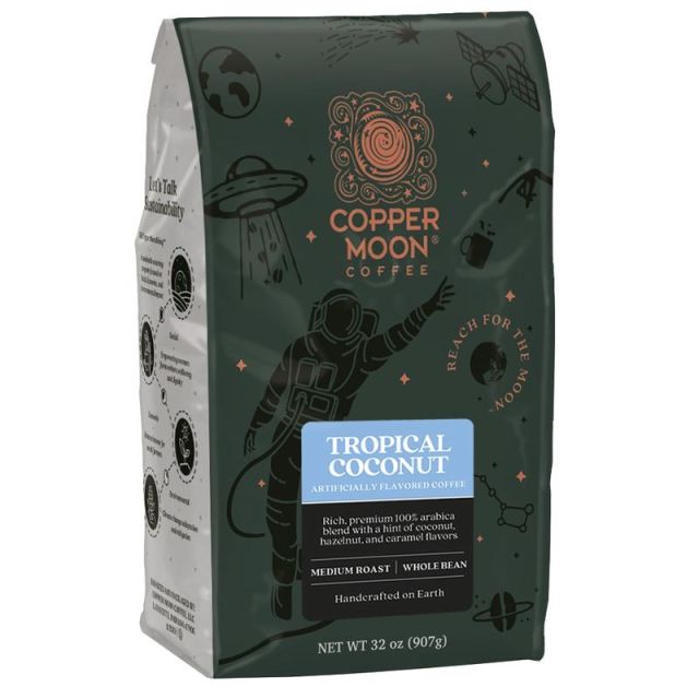 Copper Moon Coffee Whole Bean Coffee, Tropical Coconut, 2 Lb Per Bag, Carton Of 4 Bags MPN:260164