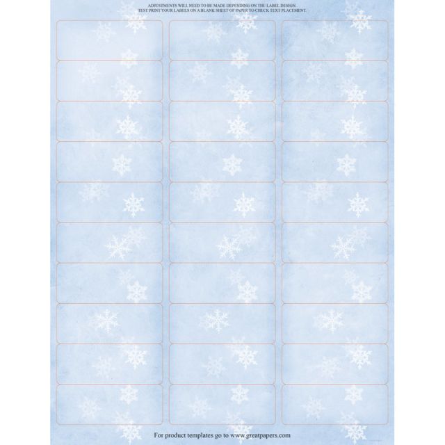 Great Papers! Holiday Address Labels, 20104208, Rectangle, 2 5/8in x 1in, Winter Flakes, Pack Of 300 (Min Order Qty 4) MPN:20104208