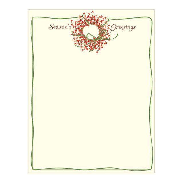 Great Papers! Holiday-Themed Letterhead Paper, 8 1/2in x 11in, Seasons Greetings Wreath, Pack Of 80 Sheets (Min Order Qty 6) MPN:2014082