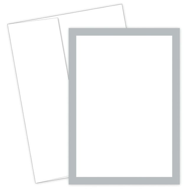 Great Papers! Flat Card Invitation, 5 1/2in x 7 3/4in, 127 Lb, Metallic, Silver/White, Pack Of 20 (Min Order Qty 4) MPN:152678