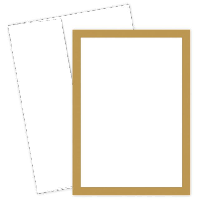 Great Papers! Flat Card Invitation, 5 1/2in x 7 3/4in, 127 Lb, Metallic, Gold/White, Pack Of 20 (Min Order Qty 4) MPN:152679