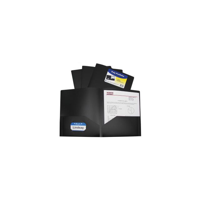 C-Line Products Two-Pocket Heavyweight Poly Portfolio Folder Black 25 Folders/Set 33951-BX
