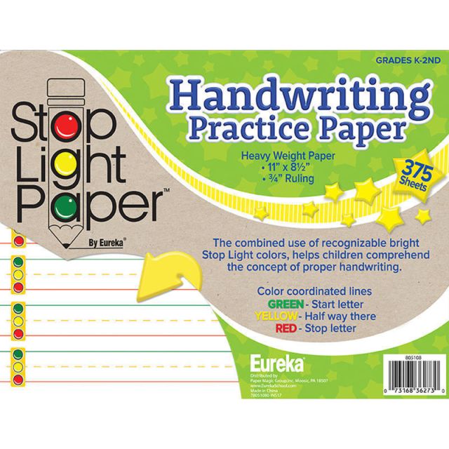 Eureka Stop Light Practice Paper, 8-1/2in x 11in, Assorted Colors, Pack Of 375 Sheets (Min Order Qty 2) MPN:EU-805108