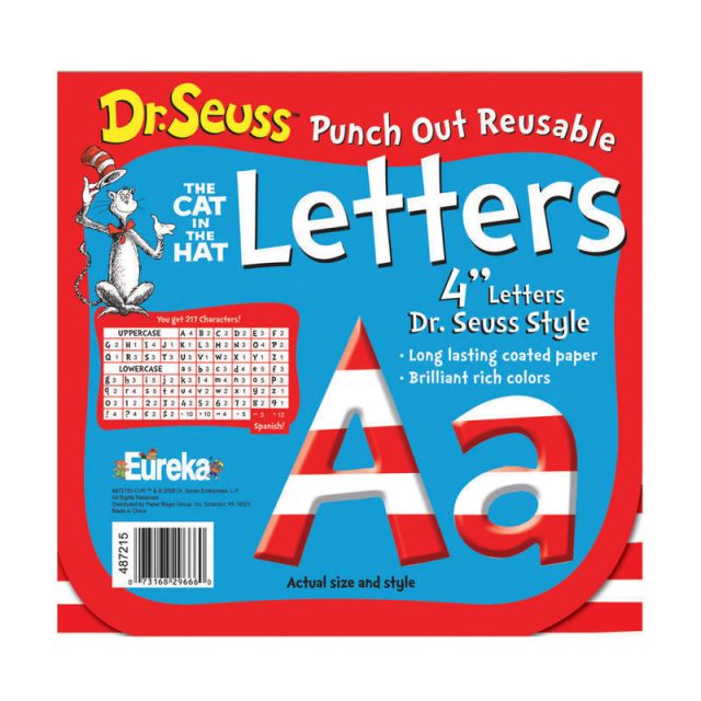 Eureka Dr. Seuss Stripes Reusable Punch Out Deco Letters, 4in, 217 Pieces (Min Order Qty 5) MPN:EU-487215