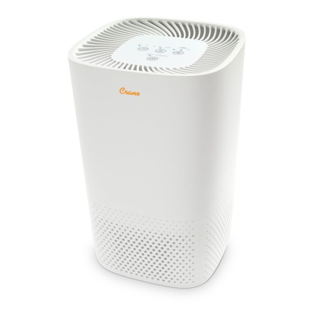Crane True HEPA Air Purifier with Germicidal UV Light, 250 Sq Ft. Coverage, 7 2/3in x 7 2/3in x 12 2/3in, White MPN:EE-5067