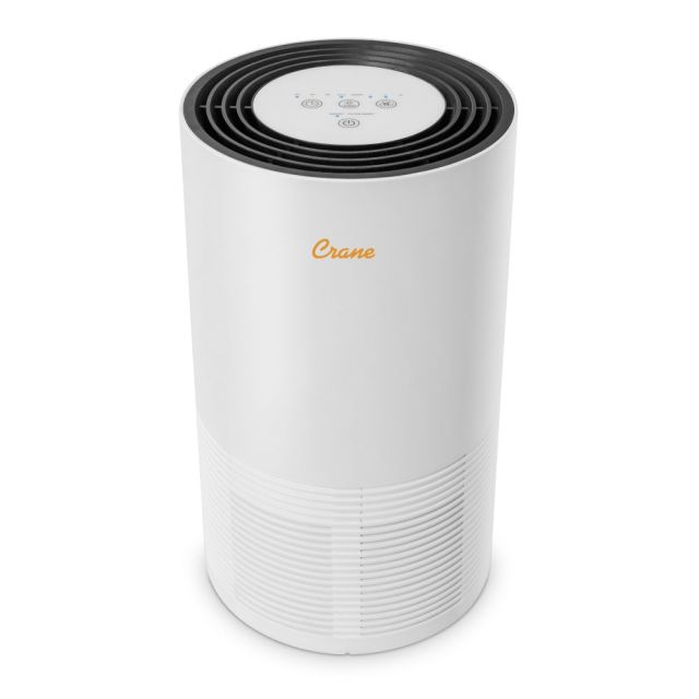 Crane True HEPA Air Purifier with Germicidal UV Light, 300 Sq Ft. Coverage, 9 1/2in x 9 1/2in x 15 1/3in, White MPN:EE-5068