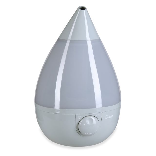 Crane Drop Ultrasonic Cool Mist Humidifier, 1 Gallon, 8 5/8inH x 8 5/8inW x 13 3/8inD, Gray MPN:EE-5301GR