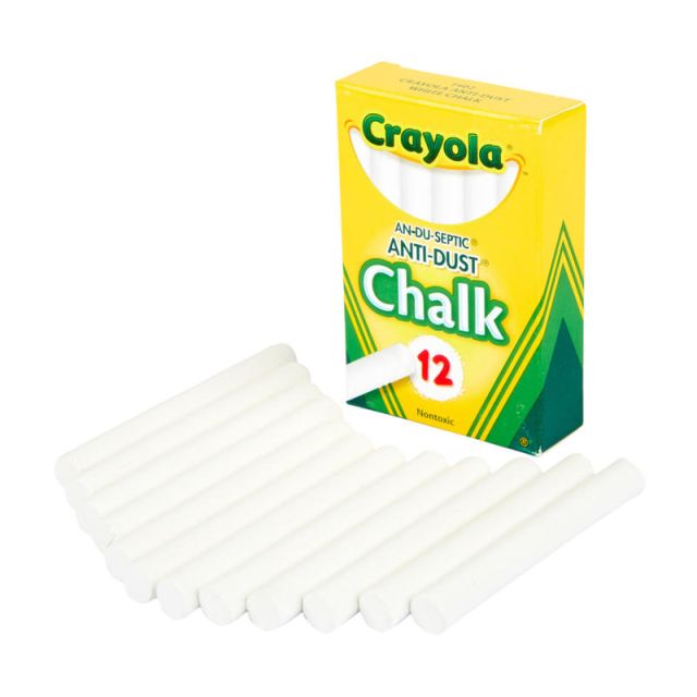 Crayola Anti-Dust Chalk, White, Box Of 12 Sticks (Min Order Qty 65) MPN:50-1402