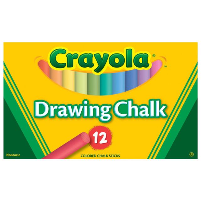 Crayola Drawing Chalk, Assorted Colors, Box Of 12 (Min Order Qty 6) MPN:51-0403