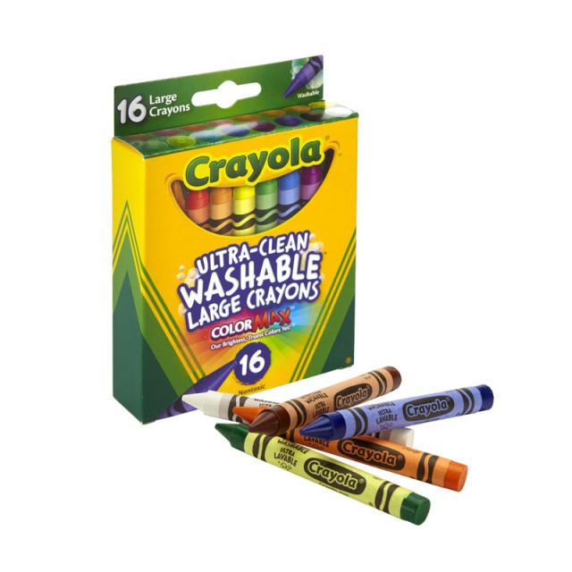 Crayola Washable Crayons, Assorted Colors, Pack Of 16 (Min Order Qty 12) MPN:52-3281