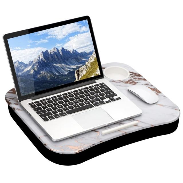 LapGear Lap Desk With Cup Holder, 14.75inH x 18.5inW x 2.8inD, Rose Gold Marble (Min Order Qty 46310
