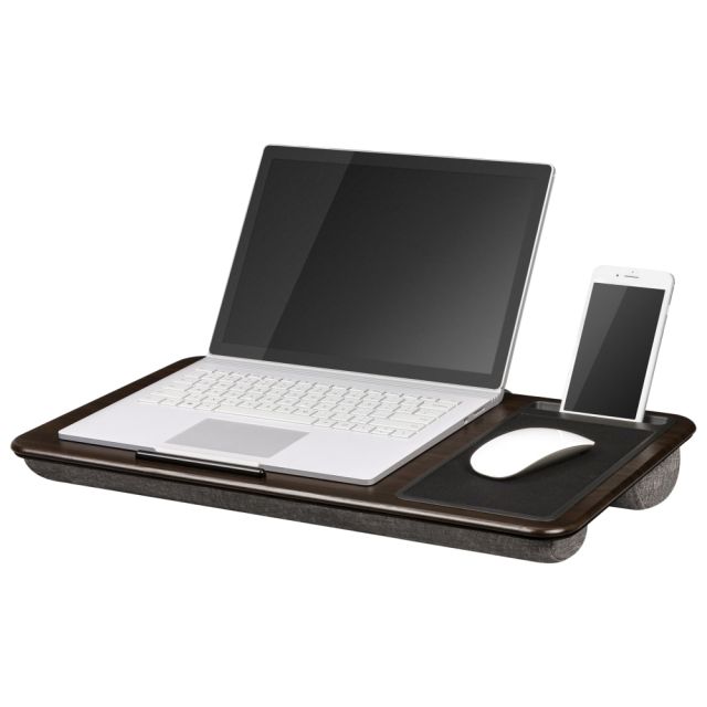 LapGear Lap Desk With Mouse Pad, 12inH x 21.1inW x 2.6inD, Espresso (Min Order Qty 2) 91575