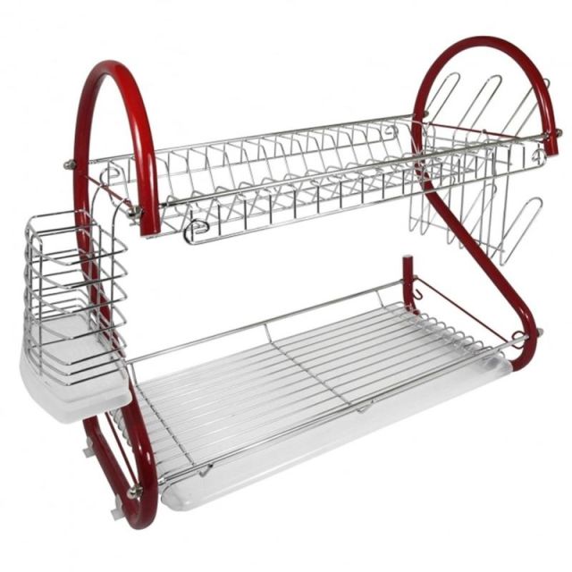 Better Chef DR-165R 2-Tier Chrome-Plated Dish Rack, 16in, Red (Min Order Qty 2) MPN:995105583M