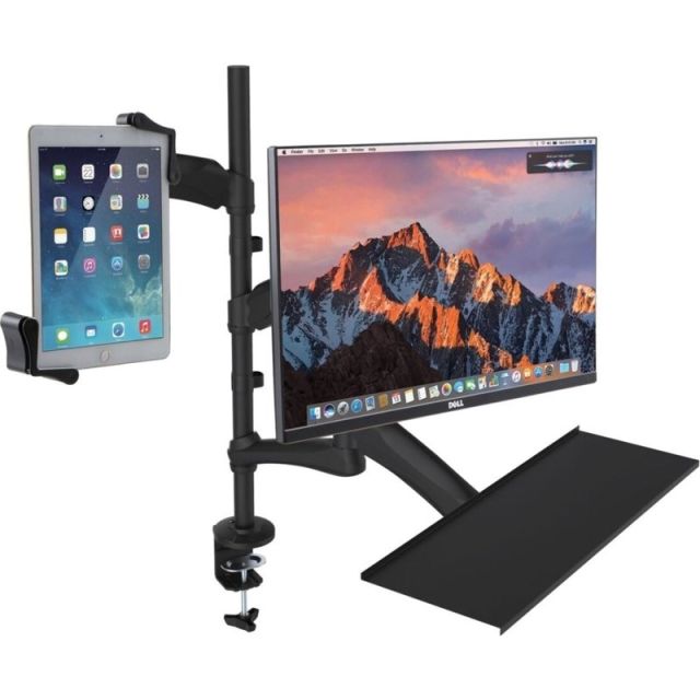 CTA Digital 2-in-1 Adjustable Monitor and Tablet Mount Stand with Keyboard Tray - 1 Display(s) Supported - 27in Screen Support - 1 MPN:PAD-2AMTK