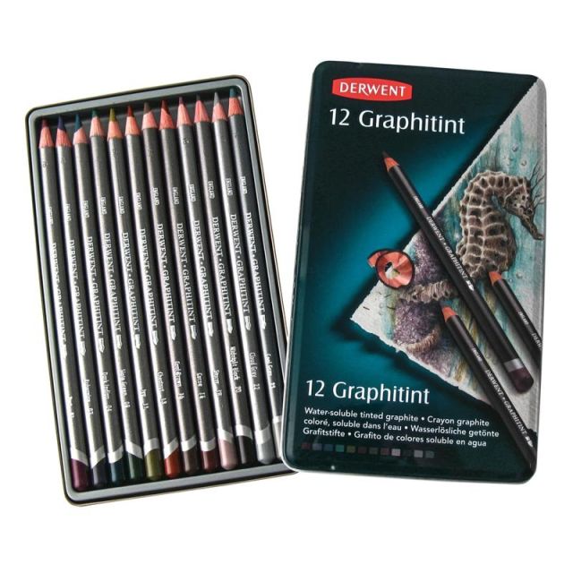 Derwent Graphitint Pencils, Assorted Colors, Set Of 12 Pencils (Min Order Qty 2) MPN:0700802