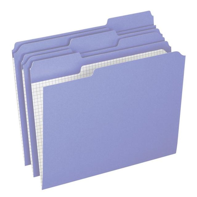 Double-Ply Reinforced Top Tab Colored File Folders, 1/3-Cut Tabs, Letter Size, Lavender, 100/Box