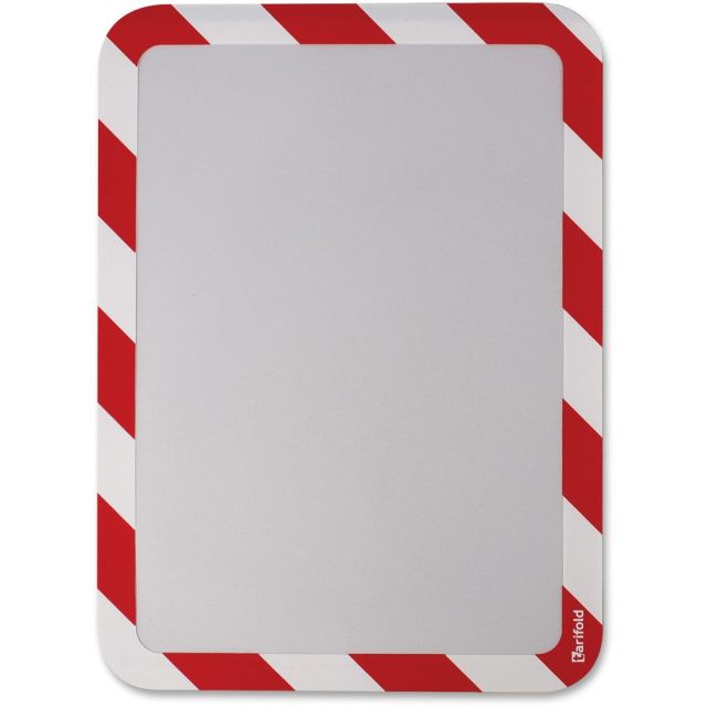 Tarifold Magnetic High-Visibility Insertable Safety Frame - 12.8in x 10.5in x - 2 / Pack - Red, White P194943