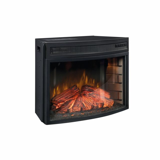 Sauder Palladia Curved Fireplace Insert For Credenza, 18-1/2inH x 26inW x 13-1/8inD, Black 418739