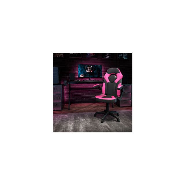 Flash Furniture X10 Racing Style Gaming Chair w/Flip-up Arms LeatherSoft Pink/Black 00095-PK-GGCH-