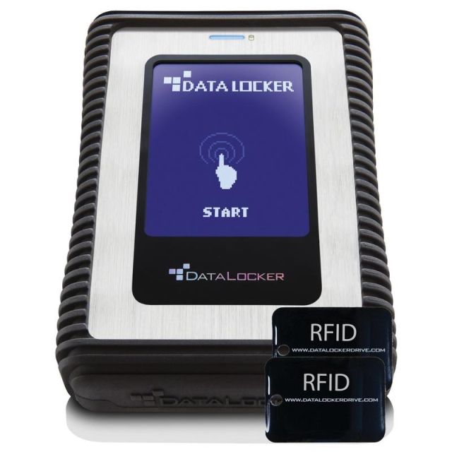 DataLocker DL3 128GB External Hard Drive With RFID Authentication, 8MB Cache, USB 3.0, Black/Blue/Silver MPN:RMDL128V32FSSD
