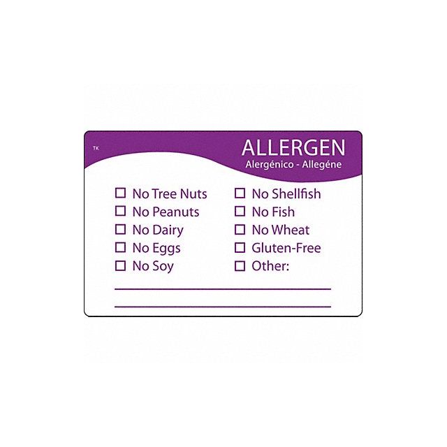 Allergen Label Purple/White MPN:N/A