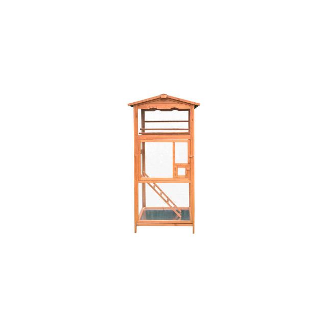 Hanover Outdoor Wooden Bird Cage with 3 Resting Bars Ladder Waterproof Roof and Removable Tray HANBC0101-CDR