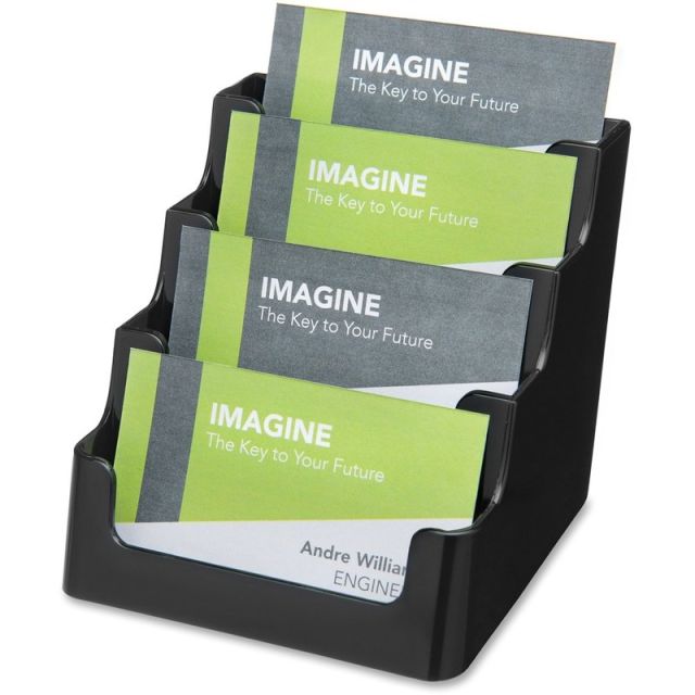 Deflecto 4-Tier Business Card Holder, 3.5in x 3.9in x 4.1in, Black (Min Order Qty 9) MPN:90404