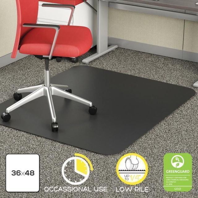 Deflect-O Chair Mat For Industrial Carpet, Rectangular, 36in x 48in, Black MPN:CM11142BKCOM