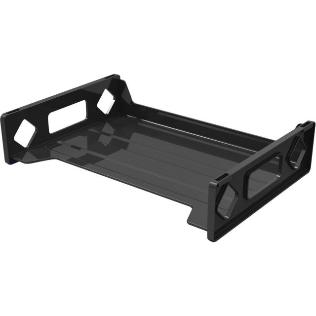 Deflecto Sustainable Office Stackable Desk Tray - 2.8in Height x 16.1in Width x 9in Depth - Desktop - Stackable, Sturdy, Eco-friendly, Durable - 30% Recycled - Black - Plastic - 1 Each (Min Order Qty 4) MPN:399104