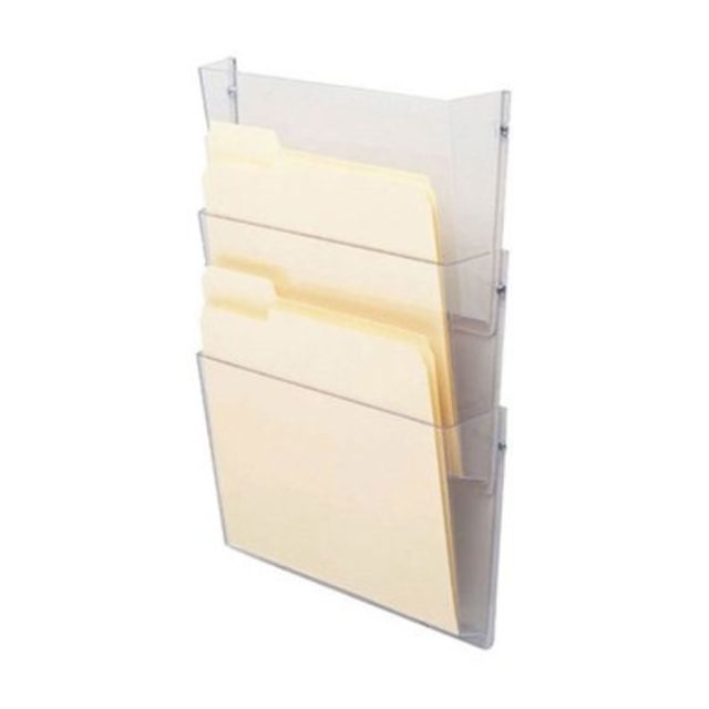 Deflecto Unbreakable DocuPocket Wall Files, Letter Size, Clear, Pack Of 3 Files (Min Order Qty 2) MPN:63601RT
