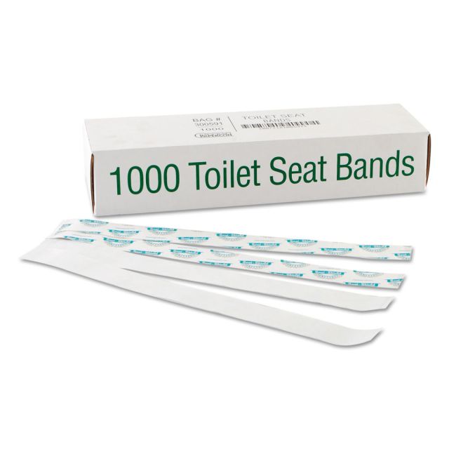Bagcraft Sani/Shield Printed Toilet Seat Bands, 16in x 1 1/2in, Blue/White, Pack Of 1,000 (Min Order Qty 2) MPN:BGC300591