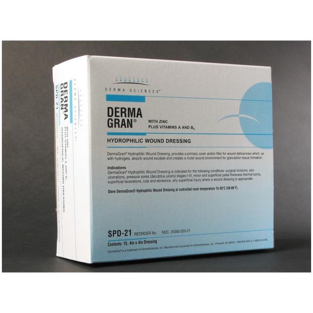 Derma Sciences Dermagran -B Hydrophilic Wound Dressing, 4in x 4in, Pack Of 15 MPN:DSSPD21