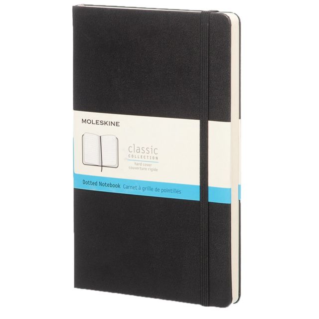Moleskine Classic Hard Cover Notebook, 5in x 8-1/4in, Dotted, 240 Pages, Black (Min Order Qty 4) MPN:892703